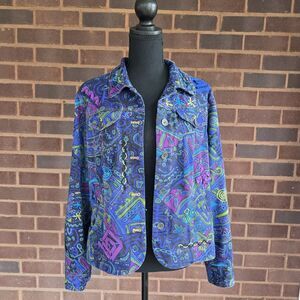 Hearts of Palm Women's Jacket Size 14 Hippie Embroidery